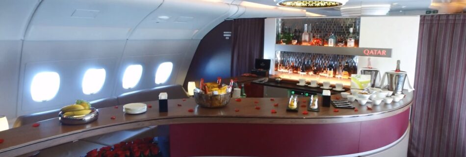 Qatar Airways a380 onboard lounge