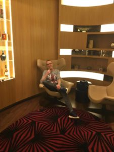 Etihad First Class Cigar Lounge Selfie