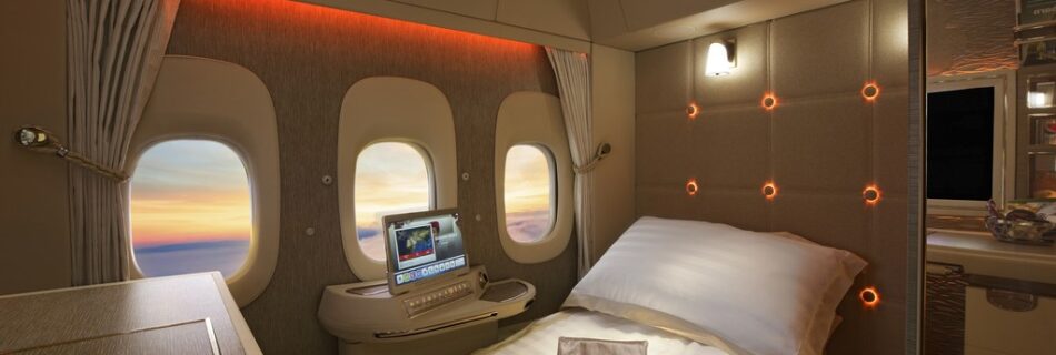 Emirates First Class fully flat bed