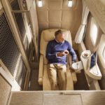 Emirates First Class zero gravity position