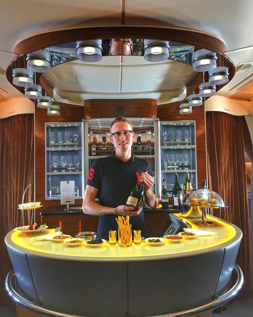 Emirates a380 onboard bar