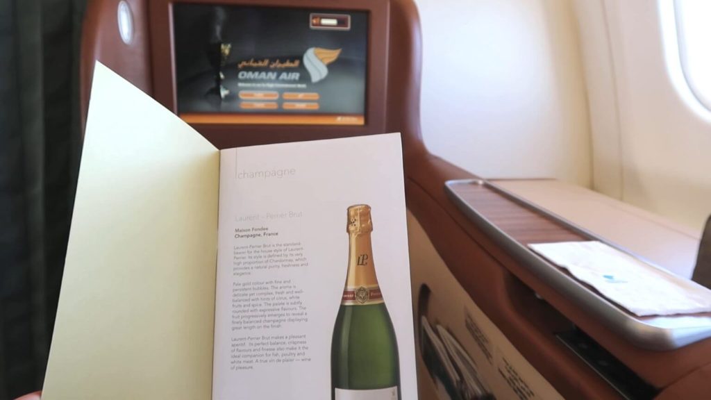 Oman Air Business Class a330-300 Champage Laurent Perrier 2