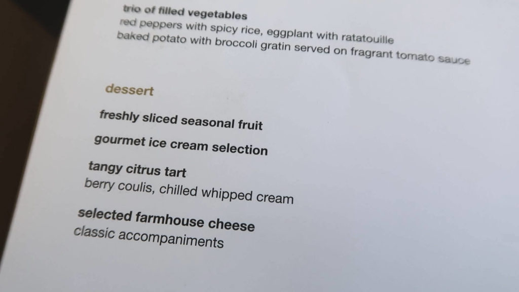 Oman Air Business Class a330-300 menu dessert