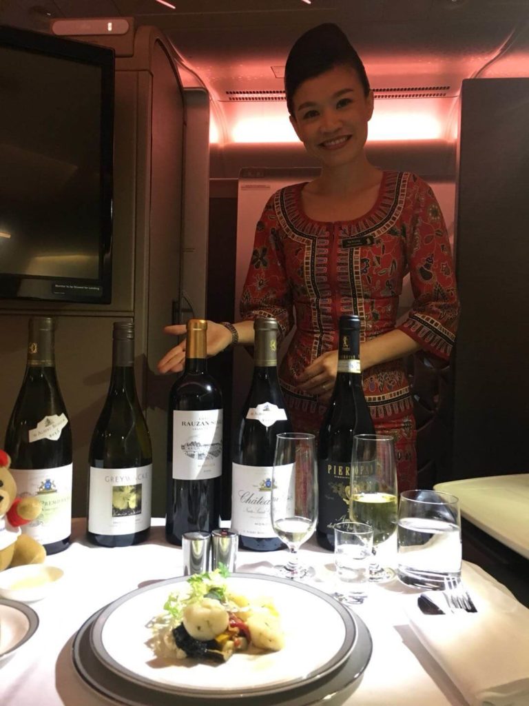 Singapore Airlines First Class suites wine selection