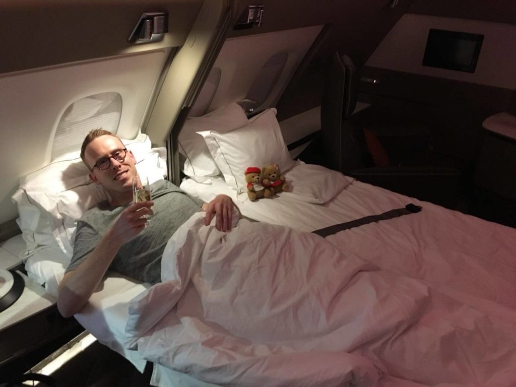 Singapore Airlines First Class suites double bed