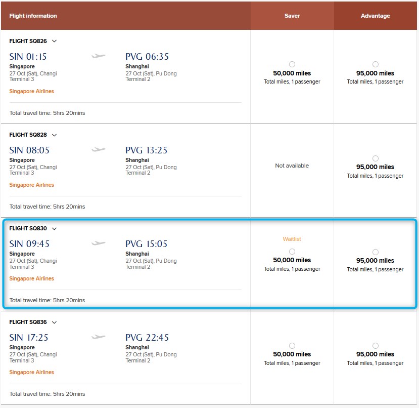 singapore airlines first class miles redemption