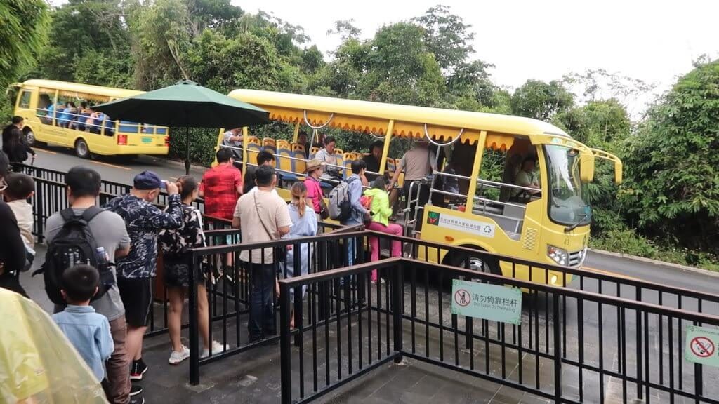 Yalong Bay Tropical Paradise Forest Park yellow bus