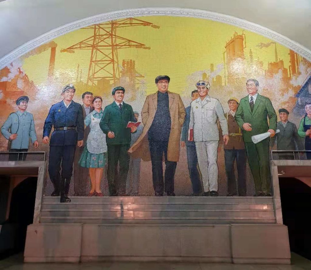 north korea pyongyang metro wall art